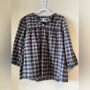 BARBOUR Lorelie shirt in praline design with tie neck